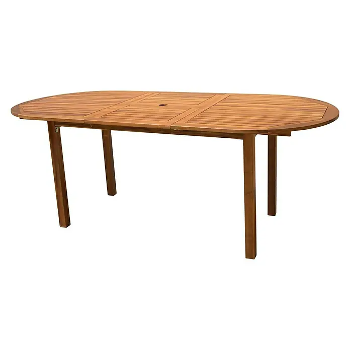 Sunfun Diana Gartentisch - L x B: 150 x 90 cm, Akazie, Braun, Ausziehbar - Diagonale Ansicht