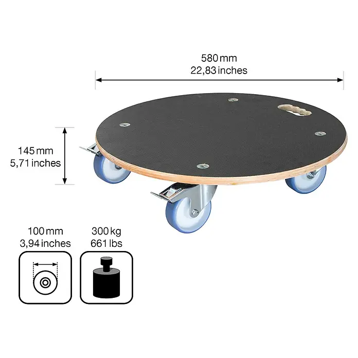 Gardol Pflanzenroller XXL Grip - Rund, Max. Belastung: 300 kg - Skizze