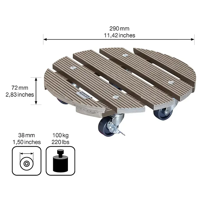 Gardol Pflanzenroller - WPC, Taupe, Max. Belastung: 100 kg - Skizze