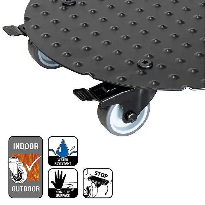 Gardol Pflanzenroller - Durchmesser: 30 cm, Aluminium, Schwarz, Max. Belastung: 150 kg - Skizze