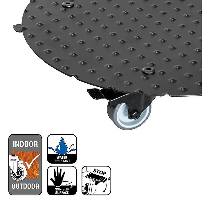 Gardol Pflanzenroller - Durchmesser: 38 cm, Aluminium, Schwarz, Max. Belastung: 150 kg - Skizze