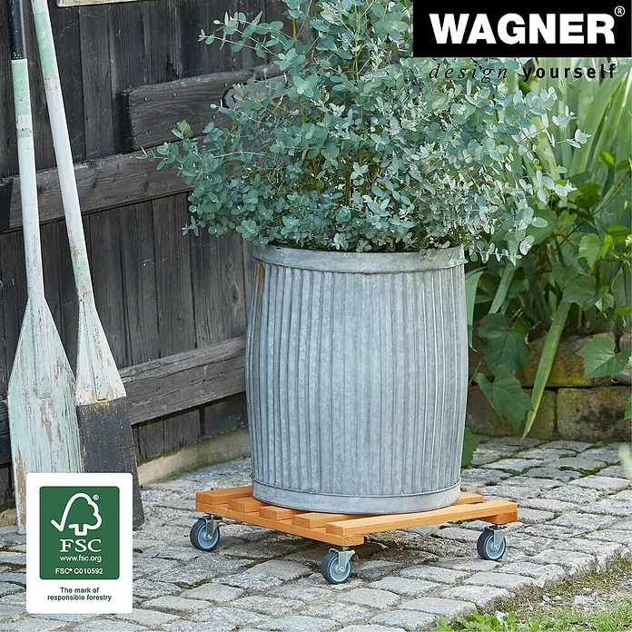 Wagner System Pflanzenroller - 9,5 x 38 cm, Hellbraun, Max. Belastung: 120 kg, Durchmesser Rolle: 50 mm - Anwendungsbeispiel