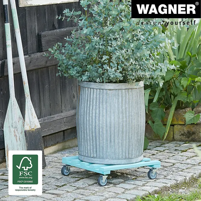 Wagner System Pflanzenroller - 9,5 x 38 cm, Blau, Max. Belastung: 120 kg, Durchmesser Rolle: 50 mm - Anwendungsbeispiel
