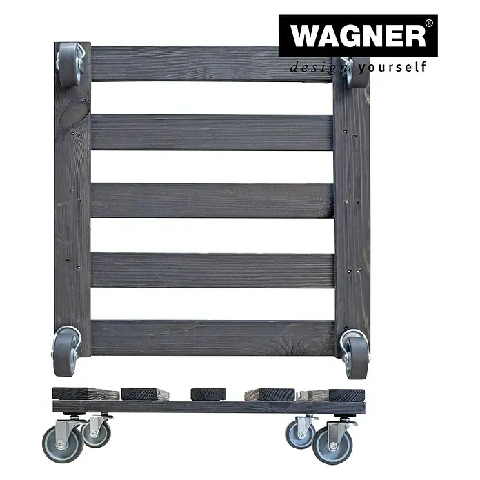 Wagner System Pflanzenroller - 9,5 x 38 cm, Anthrazit, Max. Belastung: 120 kg, Durchmesser Rolle: 50 mm - Rückansicht