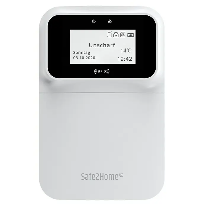 Safe2Home Alarmanlagen-Bedienelement SP110 - L x B x H: 2 x 14 x 14 cm, Passend für: Safe2Home Alarmanlage SP110/210 - Vorderansicht