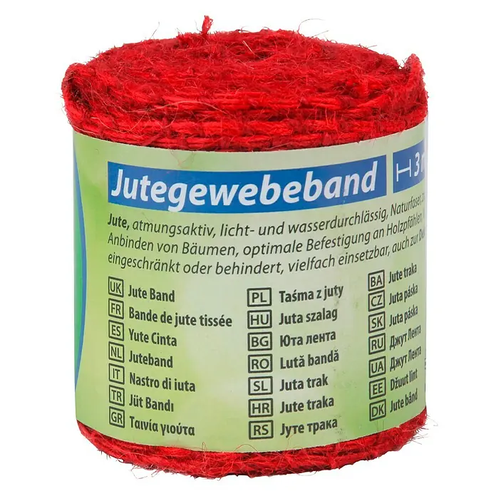 Floraworld Classic Jutegewebeband - Rot, 300 x 6 cm - Vorderansicht
