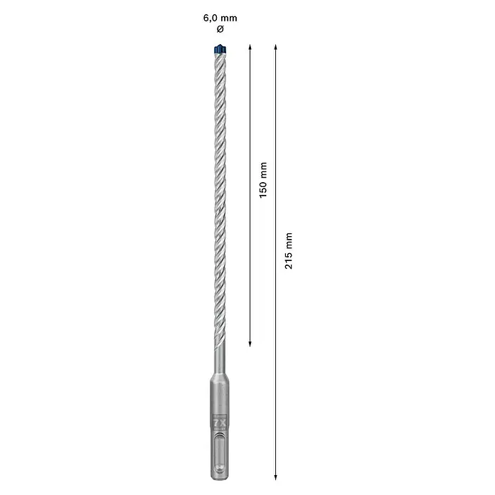 Bosch Professional Expert SDS-Plus Betonbohrer-Set SDS Plus-7X - Durchmesser: 6 mm, Länge: 215 mm, 10 Stk. - Skizze