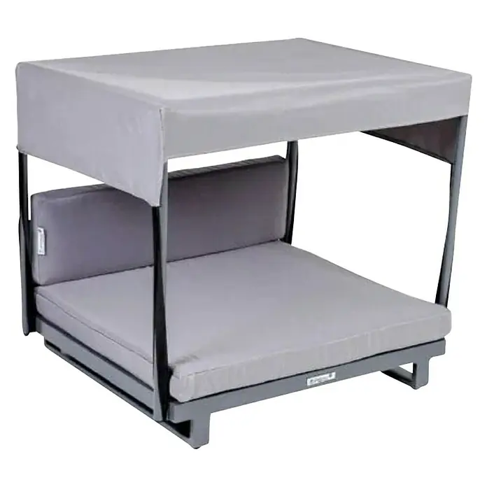 Ležaj za pse s krovom - 70 x 65 x 65 cm, Aluminij, Sive boje - Dijagonalni pogled