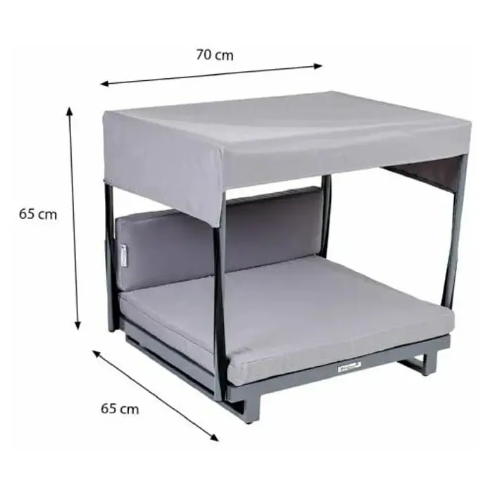 Ležaj za pse s krovom - 70 x 65 x 65 cm, Aluminij, Sive boje - Skica