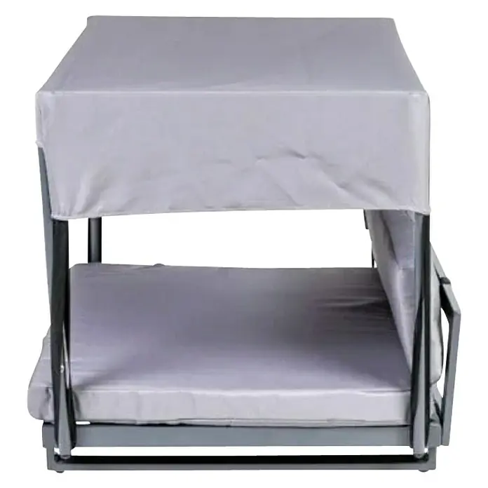 Ležaj za pse s krovom - 70 x 65 x 65 cm, Aluminij, Sive boje - Dijagonalni pogled