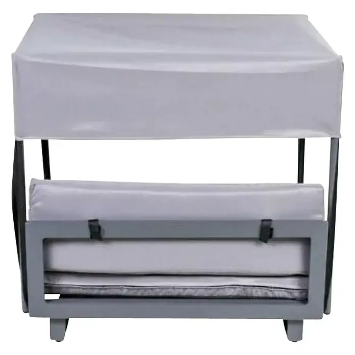 Ležaj za pse s krovom - 70 x 65 x 65 cm, Aluminij, Sive boje - Dijagonalni pogled