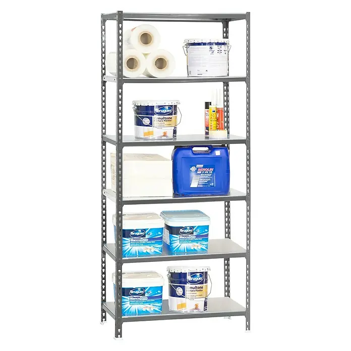 Simonrack Simonclick Estantería metálica Plus - L x An x Al: 50 x 100 x 250 cm, Capacidad de carga: 180 kg/balda, Número de baldas: 6 ud., Inserción, Gris - Producto en uso