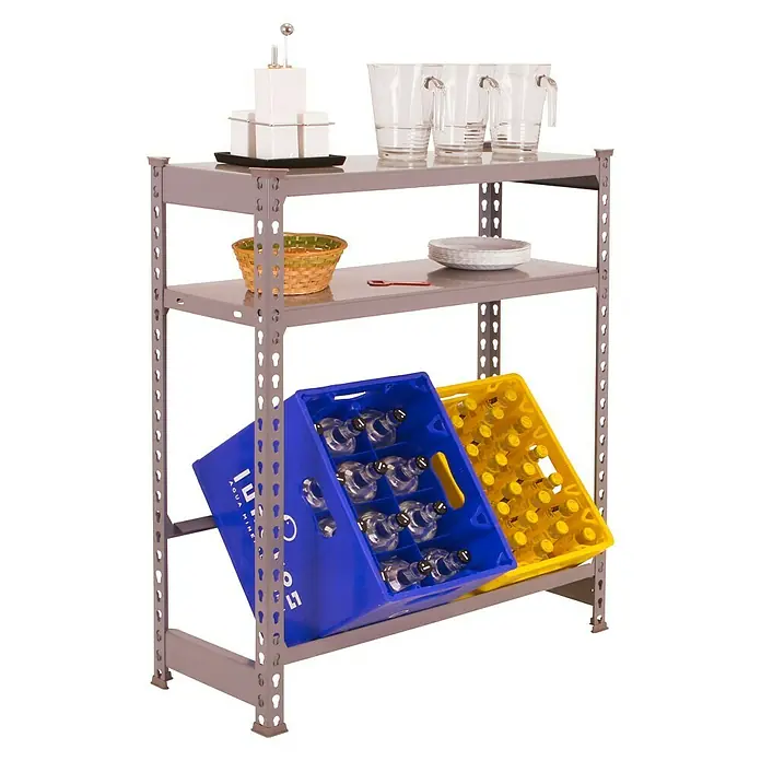 Simonrack Simonbottle Estantería para cajas de bebidas Shelf - L x An x Al: 30 x 80 x 100 cm, Capacidad de carga: 100 kg/balda, Número de baldas: 3 ud., Gris - Producto en uso