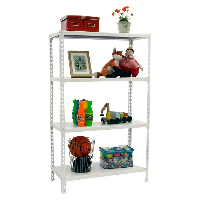 Simonrack Simonclick Estantería metálica Plus - L x An x Al: 30 x 100 x 150 cm, Capacidad de carga: 180 kg/balda, Número de baldas: 4 ud., Inserción, Blanco - Producto en uso