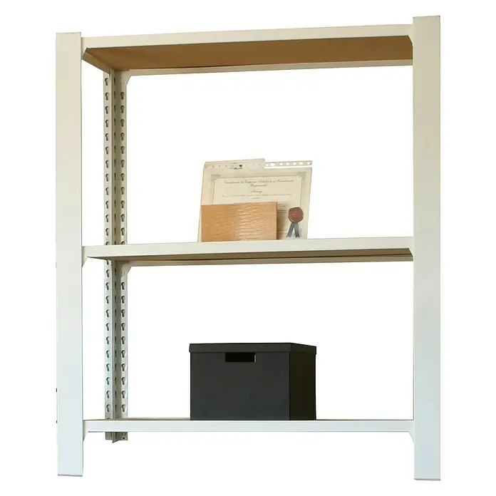 Simonrack Simonoffice Estantería para archivadores Officlick Wood Inicial - L x An x Al: 30 x 90 x 100 cm, Capacidad de carga: 200 kg/balda, Número de baldas: 3 ud., Blanco/MDF - Producto en uso