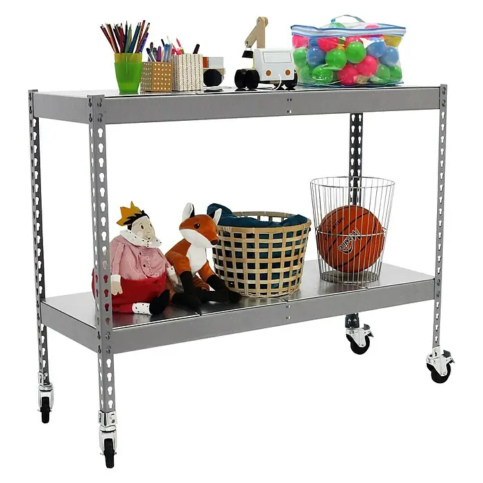 Simonrack Simonforte Estantería para cargas pesadas Mobile Metal - L x An x Al: 60 x 120 x 97,5 cm, Capacidad de carga: 75 kg/balda, Número de baldas: 2 ud., Inserción, Gris - Producto en uso