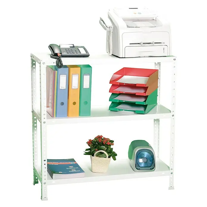Simonrack Simonclassic Estantería metálica Advantage Mini - L x An x Al: 30 x 80 x 90 cm, Capacidad de carga: 75 kg/balda, Número de baldas: 3 ud., Atornillado, Blanco - Producto en uso