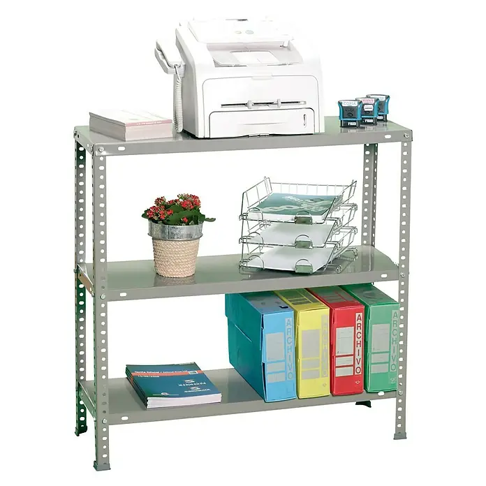 Simonrack Comfort Estantería metálica Superplus - L x An x Al: 30 x 110 x 200 cm, Capacidad de carga: 90 kg/balda, Número de baldas: 3 ud., Atornillado, Gris - Producto en uso