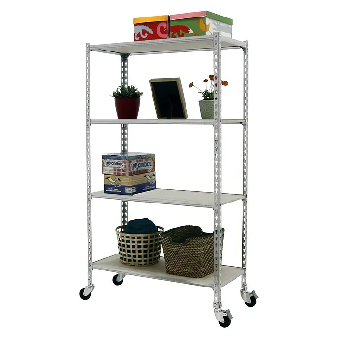Simonrack Maderclick Estantería metálica Mobile Mini - L x An x Al: 40 x 80 x 157,5 cm, Capacidad de carga: 75 kg/balda, Número de baldas: 4 ud., Inserción, Galvanizado - Producto en uso