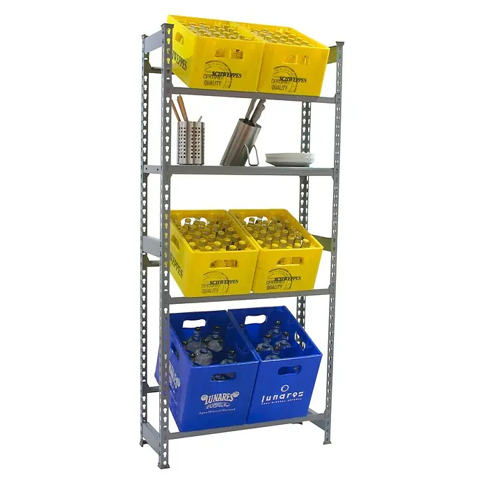 Simonrack Simonbottle Estantería para cajas de bebidas Shelf - L x An x Al: 30 x 80 x 100 cm, Capacidad de carga: 100 kg/balda, Número de baldas: 4 ud., Gris - Producto en uso