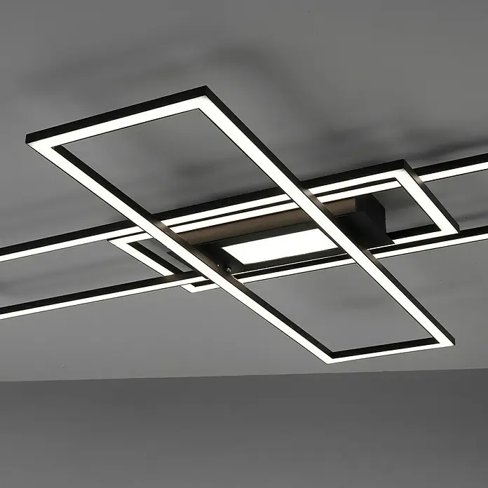 LeuchtenDirekt LED-Deckenleuchte Asmin - 50 W, L x B x H: 99,2 x 69,4 x 5 cm, Schwarz - Detailaufnahme