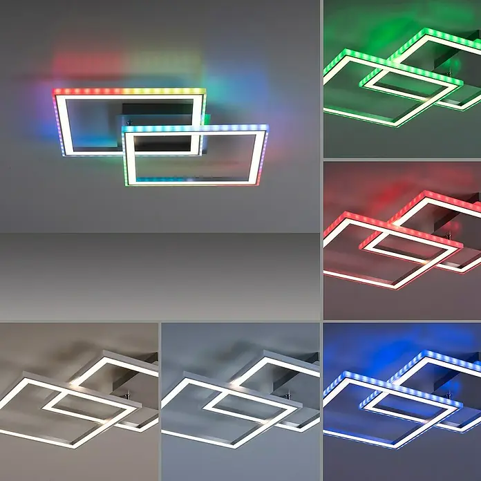 LeuchtenDirekt LED-Deckenleuchte Felix - 30 W, L x B x H: 44,5 x 44,5 x 6,4 cm, Stahl, Warmweiß - Detailaufnahme