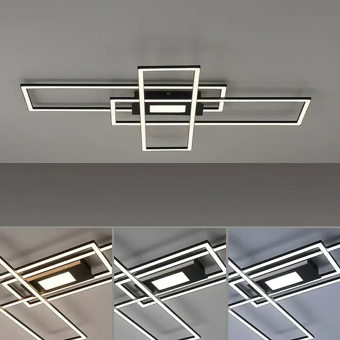 LeuchtenDirekt LED-Deckenleuchte Asmin - 50 W, L x B x H: 99,2 x 69,4 x 5 cm, Schwarz - Detailaufnahme