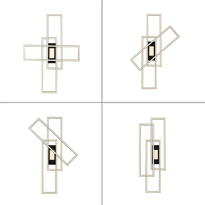 LeuchtenDirekt LED-Deckenleuchte Asmin - 50 W, L x B x H: 99,2 x 69,4 x 5 cm, Schwarz - Ansicht von unten