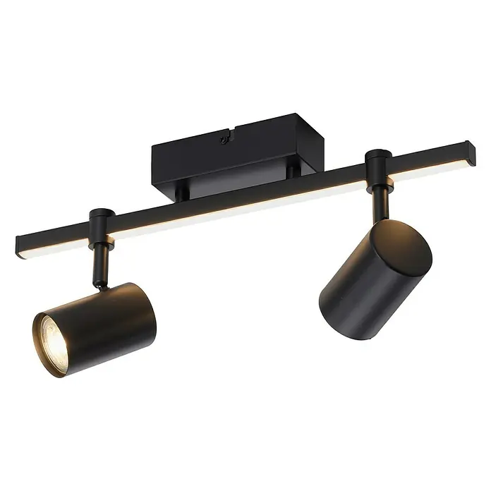 Paul Neuhaus LED-Wand- & Deckenstrahler Barik - 14 W, L x B x H: 40 x 14 x 16 cm, Schwarz, Warmweiß - Diagonale Ansicht