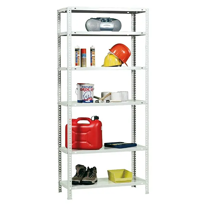Simonrack Comfort Estantería metálica - L x An x Al: 30 x 90 x 200 cm, Capacidad de carga: 100 kg/balda, Número de baldas: 6 ud., Atornillado, Blanco - Producto en uso