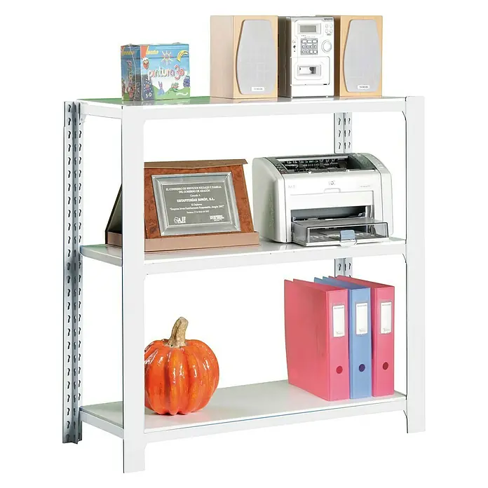 Simonrack Simonoffice Estantería para archivadores Officlick Metal Inicial - L x An x Al: 40 x 90 x 100 cm, Capacidad de carga: 200 kg/balda, Número de baldas: 3 ud., Blanco - Producto en uso