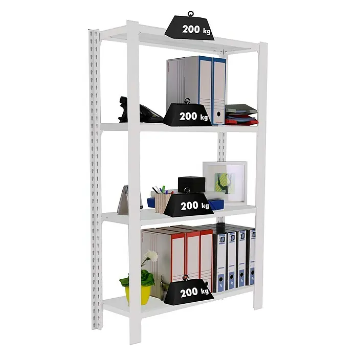 Simonrack Simonoffice Estantería para archivadores Officlick Metal Inicial - L x An x Al: 30 x 90 x 150 cm, Capacidad de carga: 200 kg/balda, Número de baldas: 4 ud., Blanco - Producto en uso