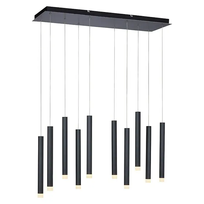 LED-Pendelleuchte Bruno - 52 W, L x B x H: 89 x 30 x 60 cm, Schwarz, Warmweiß, 10 Stk. - Diagonale Ansicht