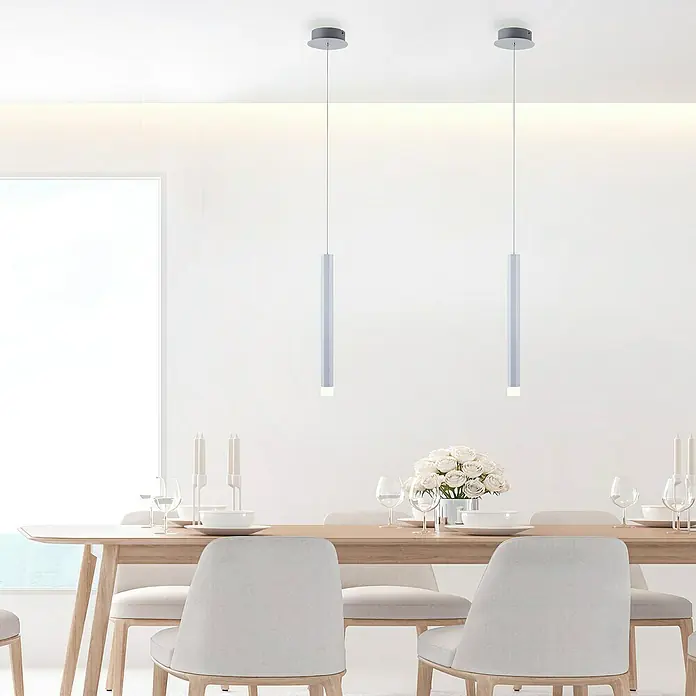 LED-Pendelleuchte Bruno - 6 W, L x B x H: 12 x 12 x 60 cm, Aluminium, Warmweiß, 1 Stk. - Stimmungsaufnahme