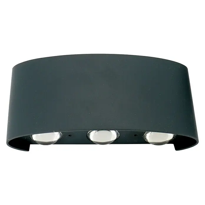 Ferotehna Vanjska zidna LED svjetiljka Lens - 170 x 80 x 40 mm, Antracit, IP54 - Pogled sprijeda