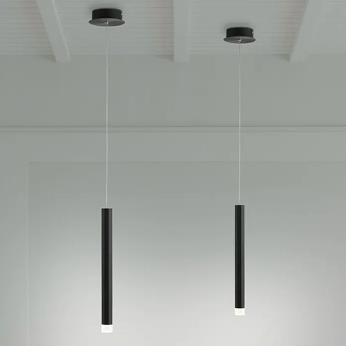 LED-Pendelleuchte Bruno - 6 W, L x B x H: 12 x 12 x 60 cm, Schwarz, Warmweiß, 1 Stk. - Bildausschnitt