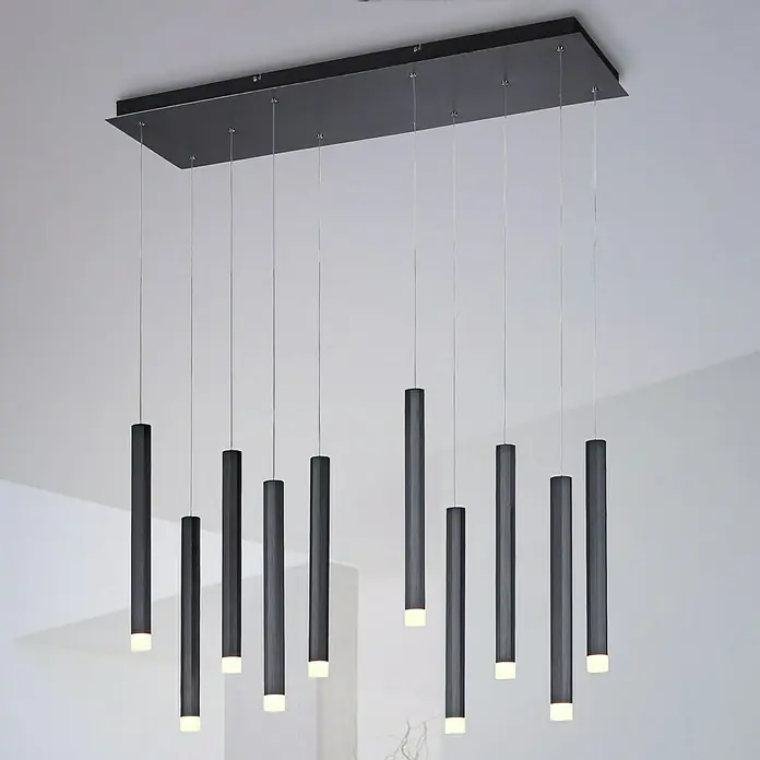 LED-Pendelleuchte Bruno - 52 W, L x B x H: 89 x 30 x 60 cm, Schwarz, Warmweiß, 10 Stk. - Bildausschnitt
