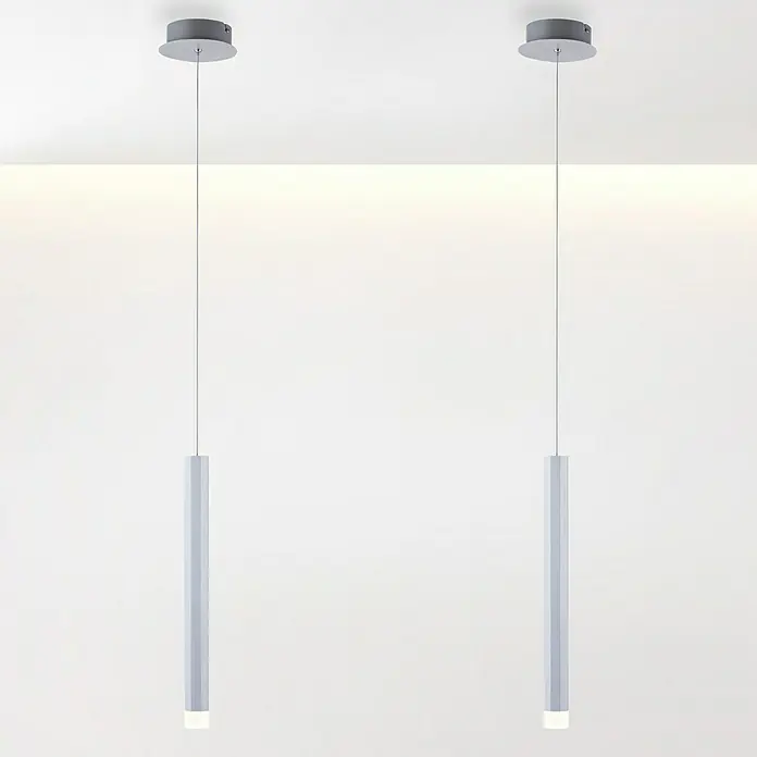 LED-Pendelleuchte Bruno - 6 W, L x B x H: 12 x 12 x 60 cm, Aluminium, Warmweiß, 1 Stk. - Bildausschnitt
