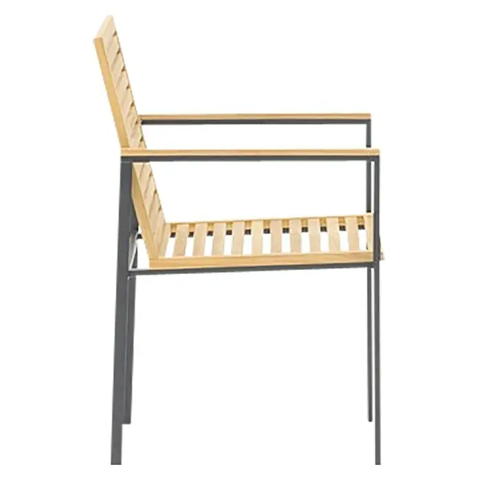 Sensum Stapelstuhl Ekeby - L x B x H: 55 x 57 x 87 cm, Edelstahl/Teakholz, Natur - Rechte Seitenansicht