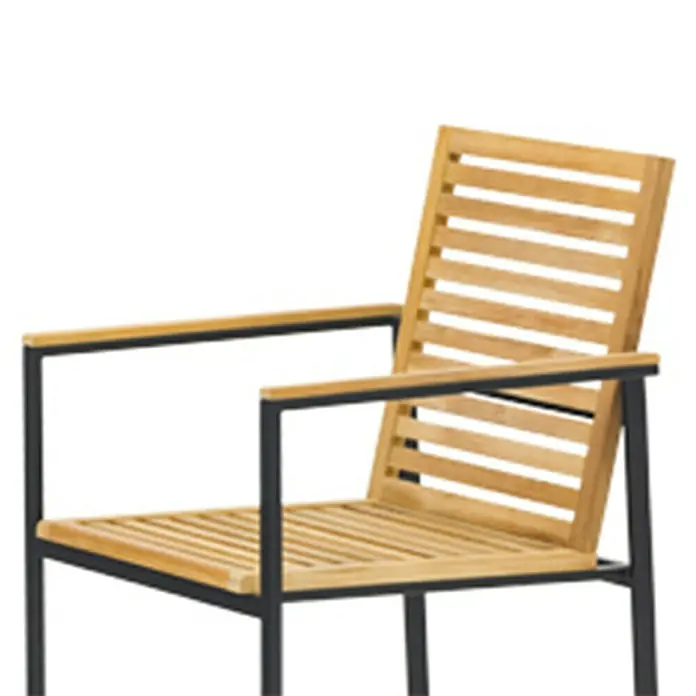 Sensum Stapelstuhl Ekeby - L x B x H: 55 x 57 x 87 cm, Edelstahl/Teakholz, Natur - Detailaufnahme
