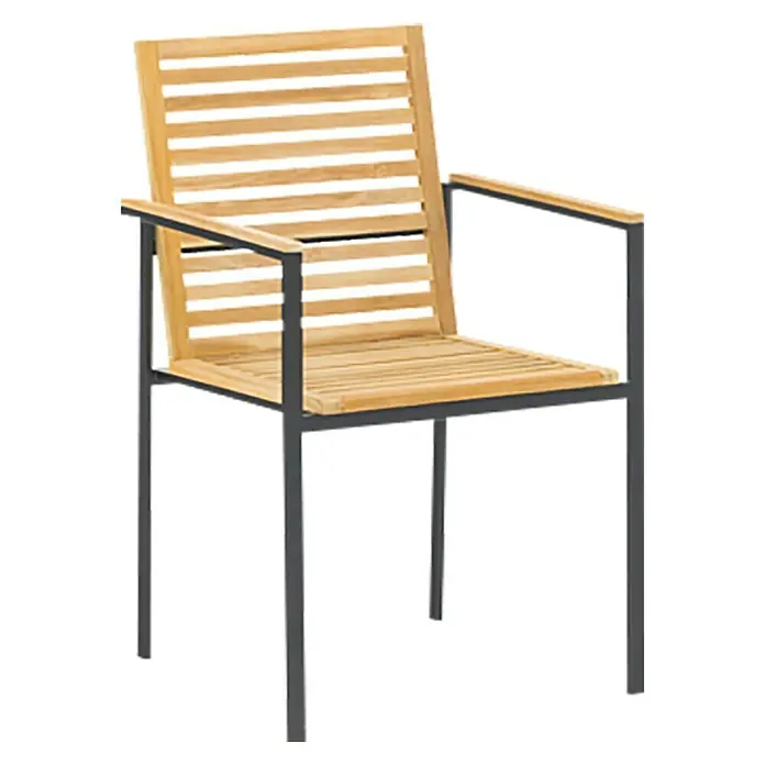 Sensum Stapelstuhl Ekeby - L x B x H: 55 x 57 x 87 cm, Edelstahl/Teakholz, Natur - Diagonale Ansicht