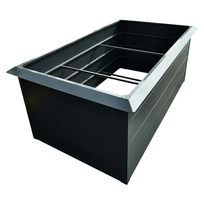 Gardol Hochbeet mit Schneckenkante - L x B x H: 152 x 112 x 76 cm, Stahl, Anthrazit - Diagonale Ansicht