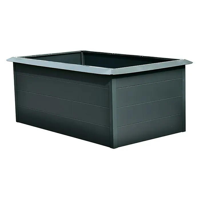 Gardol Hochbeet mit Schneckenkante - L x B x H: 152 x 112 x 76 cm, Stahl, Anthrazit - Diagonale Ansicht