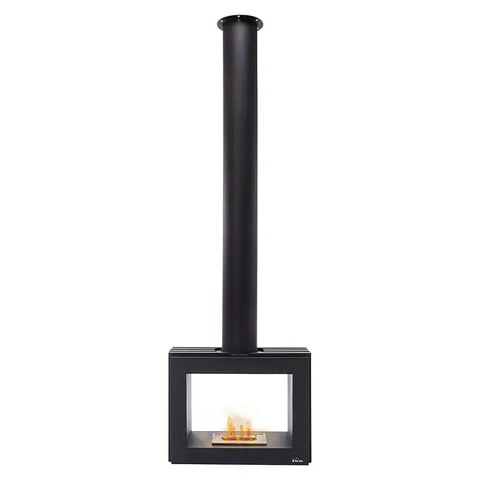 Pur Line Chimenea de bioetanol Syke Rect - L x An x Al: 30 x 60 x 196 cm, Negro - Vista frontal