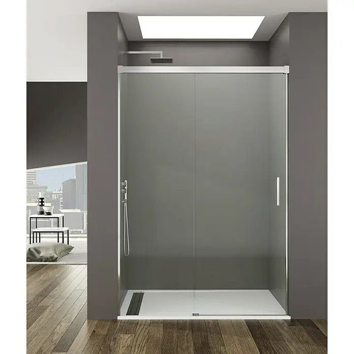 GME Mampara de ducha frontal Basic - An x Al: 105 x 195 cm, Anodizado, 6 mm, Plata brillo - Foto ambiente