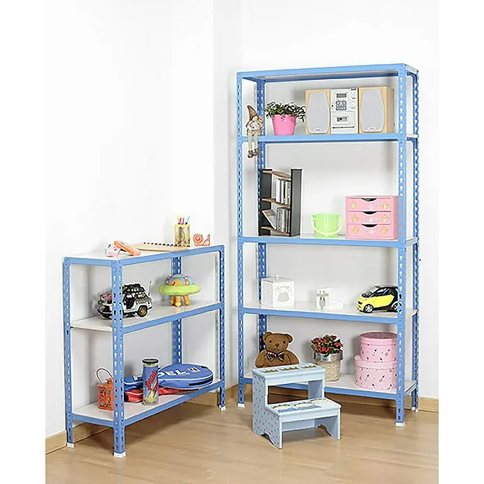 Simonrack Simonclick Estantería metálica Plus - L x An x Al: 40 x 100 x 90 cm, Capacidad de carga: 180 kg/balda, Número de baldas: 3 ud., Inserción, Azul/Blanco - Foto ambiente