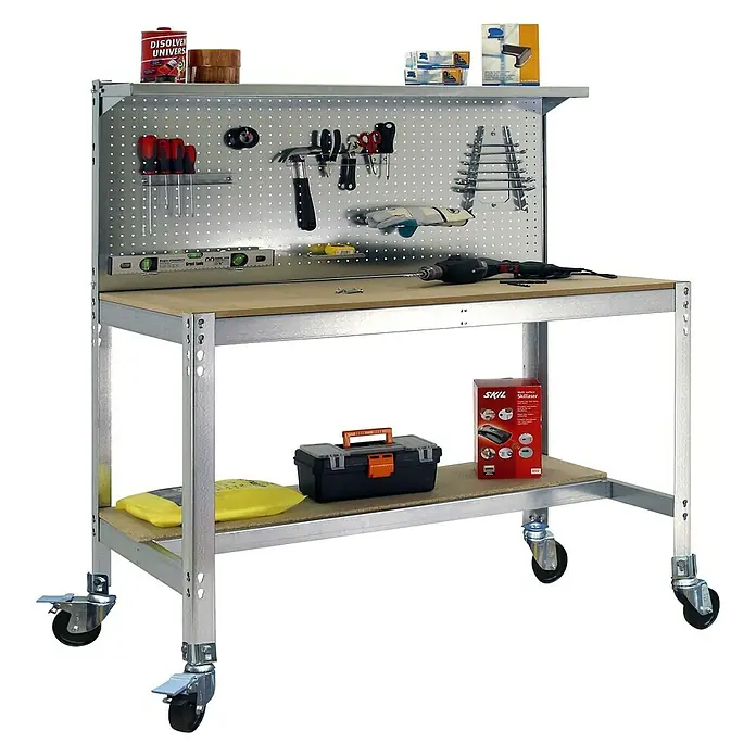 Simonrack Simonwork Banco de trabajo BT3 Mobile - L x An x Al: 61 x 151 x 152 cm, Capacidad de carga: 120 kg, Galvanizado - Producto en uso