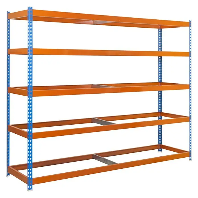 Simonrack Simonforte Estructura de estantería - L x An x Al: 75 x 150 x 200 cm, Capacidad de carga: 600 kg/balda, Número de baldas: 5 ud., Azul/Naranja - Vista angular