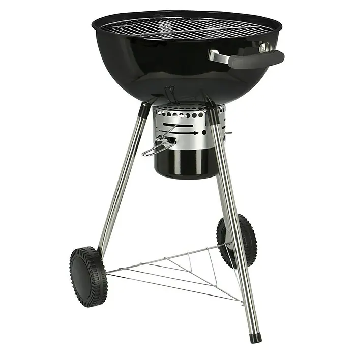 Kingstone Kugelgrill Bullet 47 - Schwarz, Hauptgrillfläche: Ø 47 cm - Diagonale Ansicht