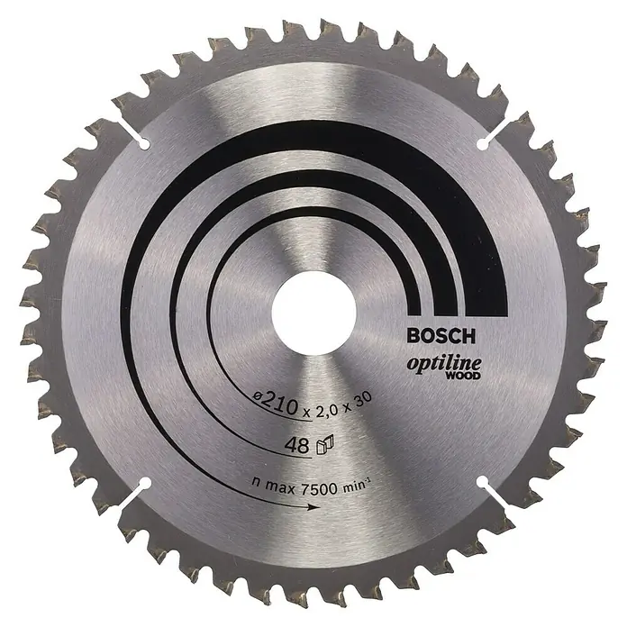 Bosch Kreissägeblatt Optiline Wood - 210 mm, Bohrung: 30 mm, 30 Zähne - Vorderansicht